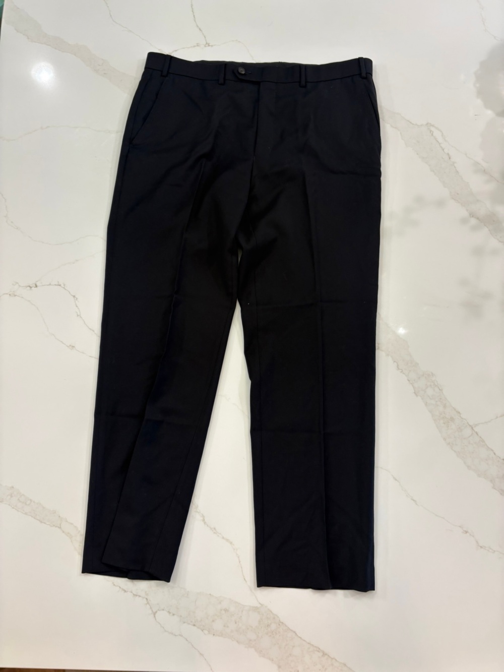 Lauren Ralph Lauren Men Dress Pants 30x30 Black 100% Wool Flat Front Slacks